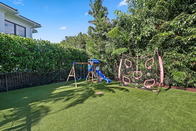 view of yard featuring a playground