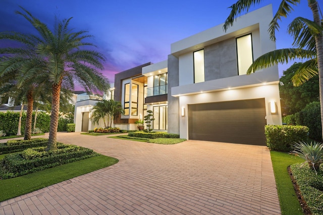 contemporary home featuring a garage