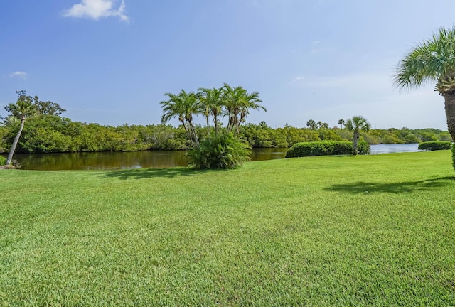 view of yard featuring a water view