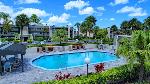 view of pool featuring a patio