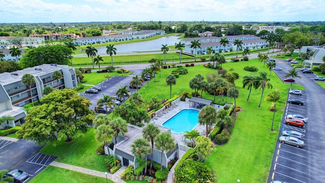 bird's eye view featuring a water view