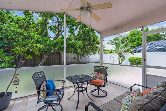 view of patio with ceiling fan