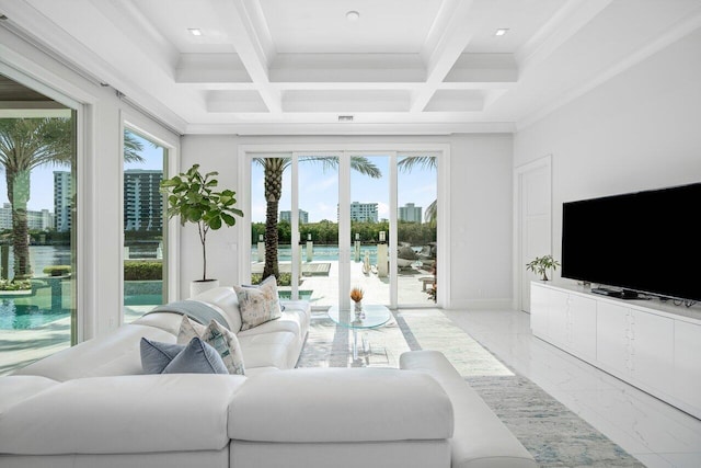 dining space featuring crown molding and a notable chandelier