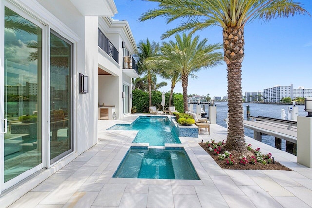 view of dock featuring a water view