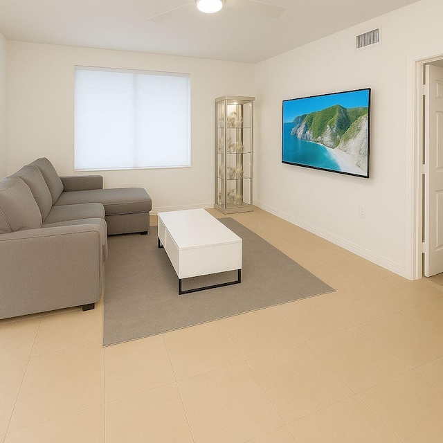 1202 Villa Cir, Boynton Beach, FL 33435 - living area with ceiling fan and baseboards
