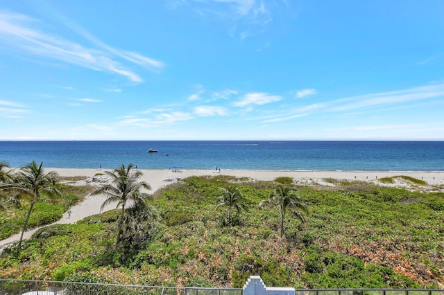 property view of water with a beach view