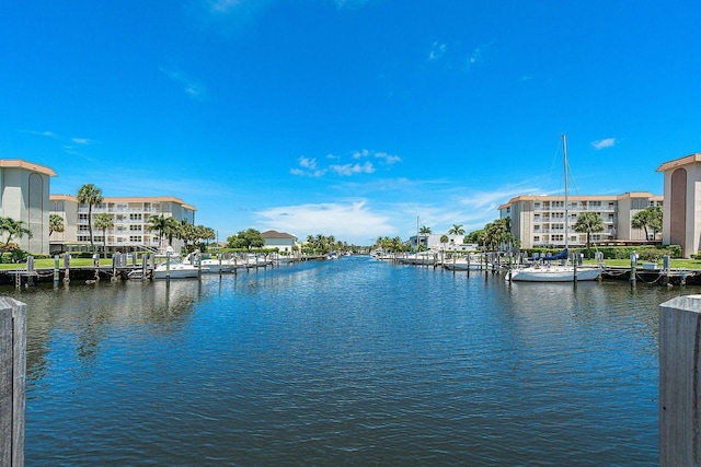 view of water feature featuring a boat dock