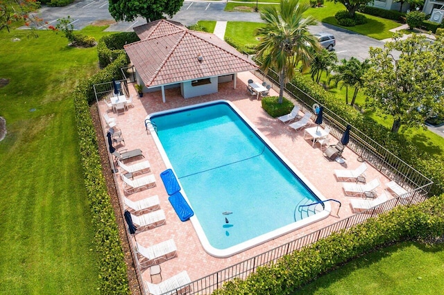 view of pool featuring a patio