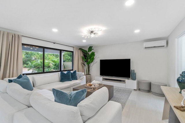 living room with a wall unit AC