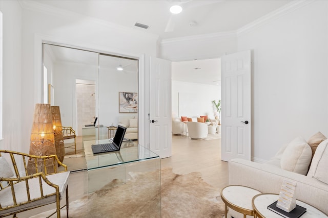 interior space featuring crown molding