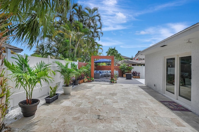 view of patio with an outdoor living space