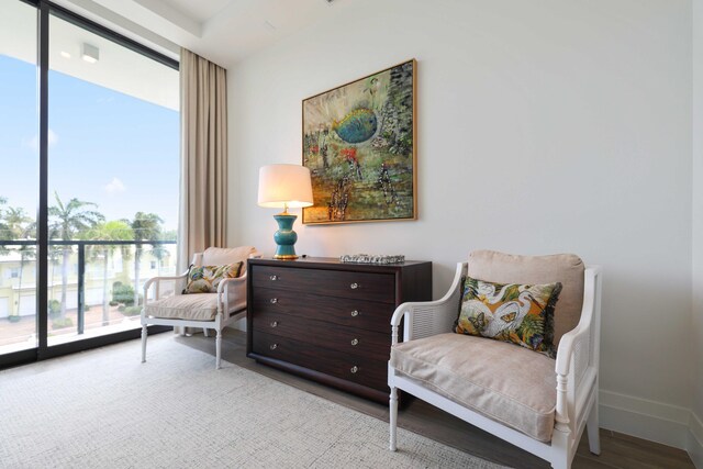 sitting room featuring light wood-type flooring