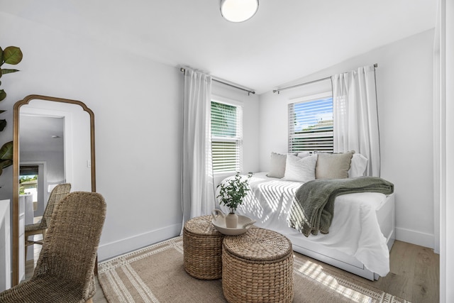 bedroom with light hardwood / wood-style flooring