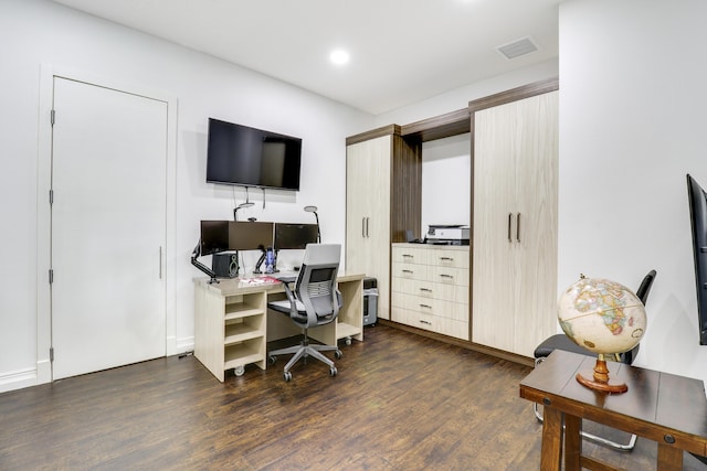 office area featuring dark hardwood / wood-style floors