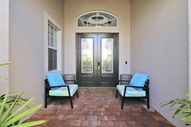 property entrance with french doors