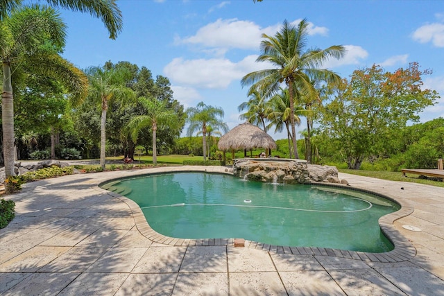 view of swimming pool featuring a gazebo and a patio area