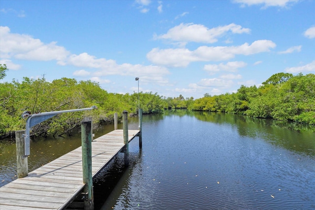 view of dock featuring a water view