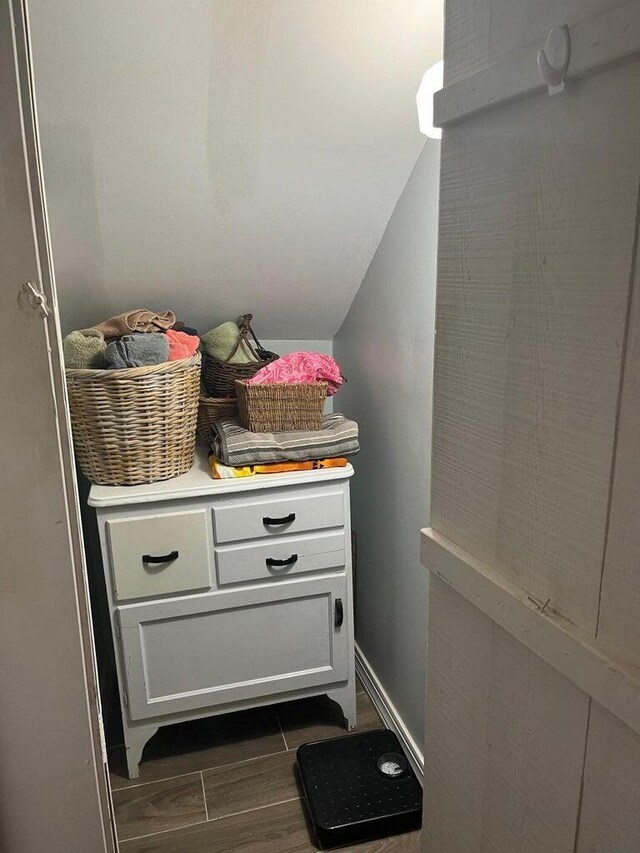 bathroom featuring hardwood / wood-style flooring