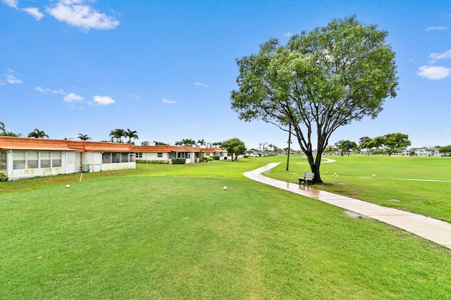 view of community featuring a lawn