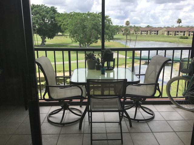 balcony with a water view