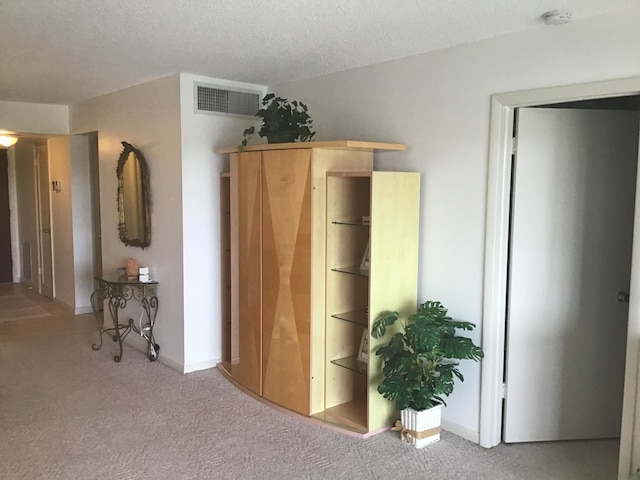 bedroom featuring carpet flooring and a textured ceiling