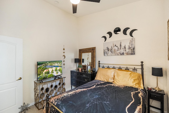 bedroom with carpet flooring and ceiling fan