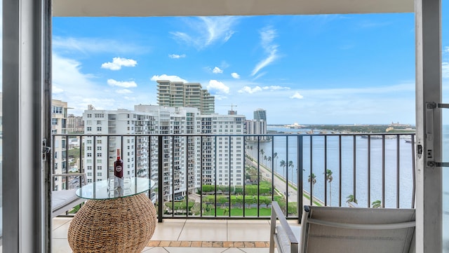 balcony with a water view