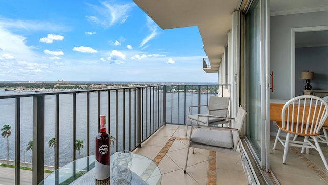 balcony with a water view