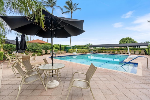 view of pool featuring a patio area