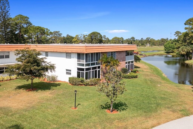 exterior space featuring a water view