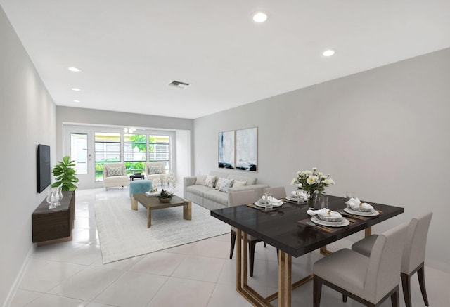 dining room with light tile patterned floors