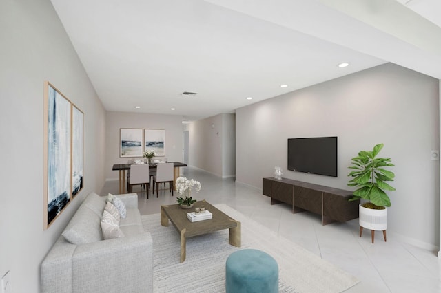 view of tiled living room