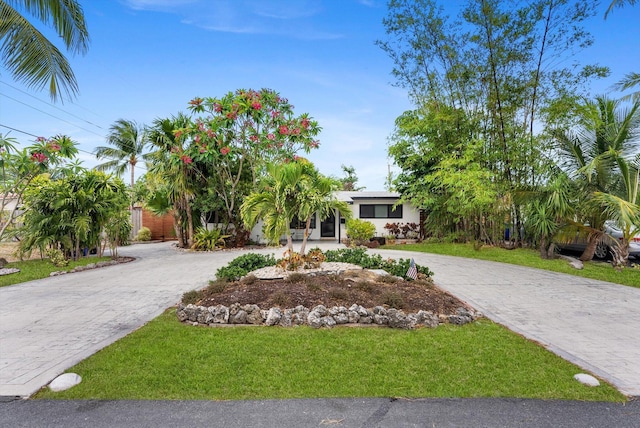 view of front facade featuring a front yard