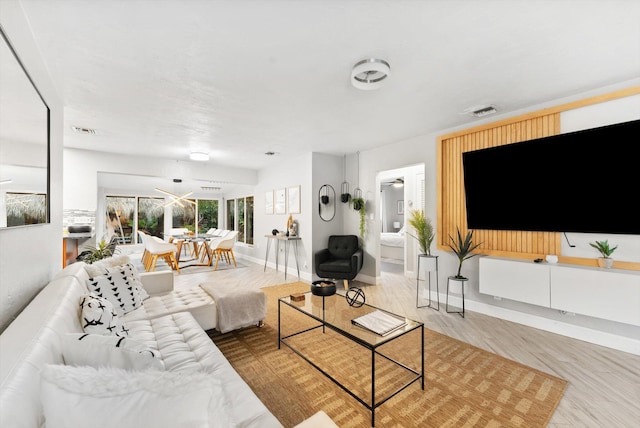 living room with hardwood / wood-style flooring