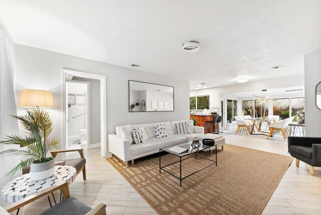 living room featuring light hardwood / wood-style flooring