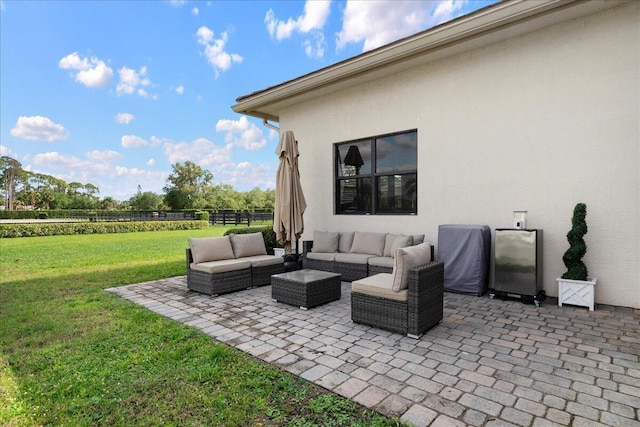 view of patio with an outdoor living space