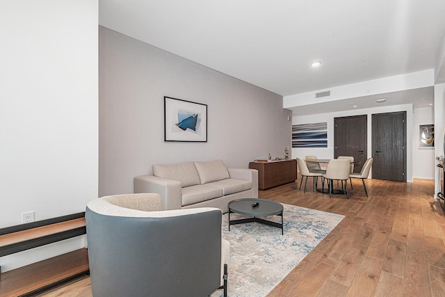 living room featuring light hardwood / wood-style flooring