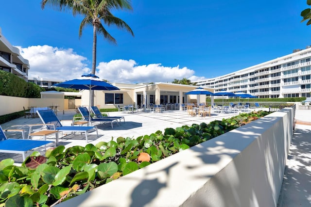 view of swimming pool with a patio