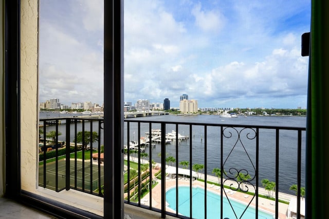 balcony with a water view