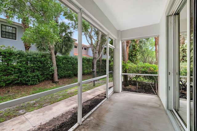 view of unfurnished sunroom