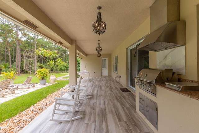 view of patio with area for grilling