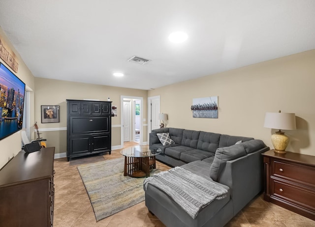 view of tiled living room