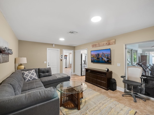 view of tiled living room