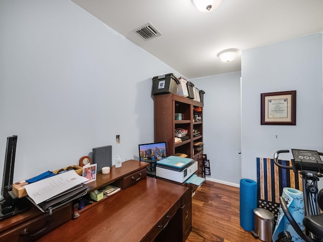 office featuring dark hardwood / wood-style floors