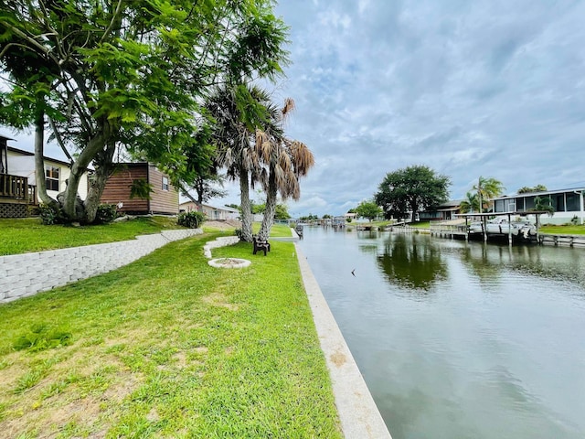 water view with a boat dock