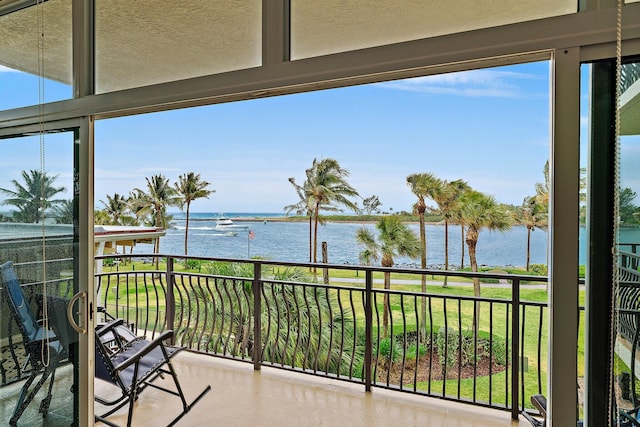 balcony with a water view