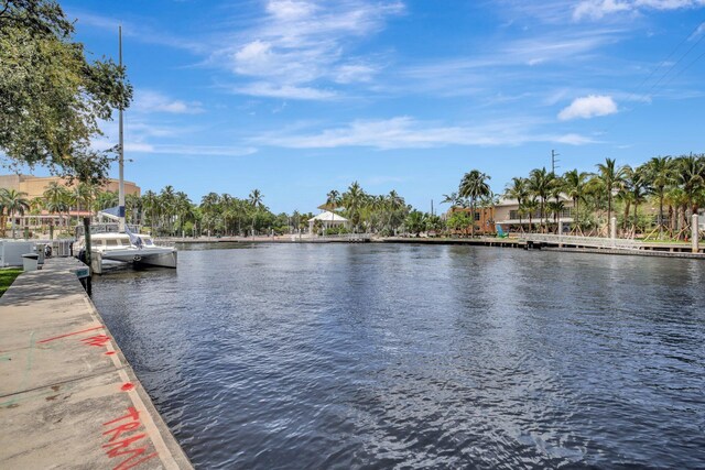 view of dock featuring a water view