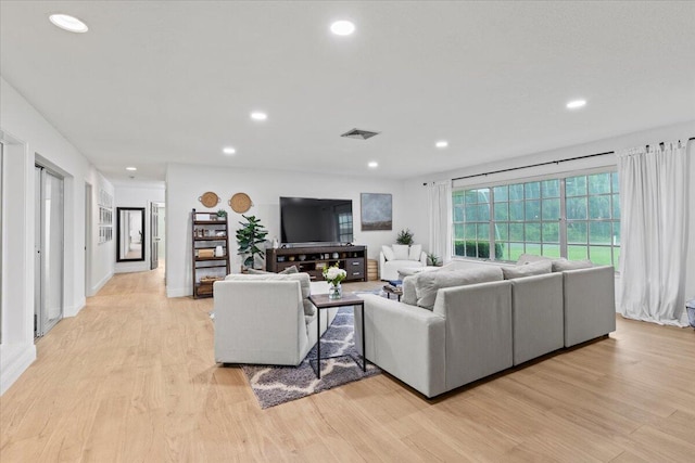 living room with light wood-type flooring