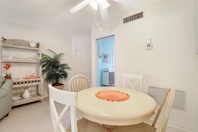 dining area featuring ceiling fan