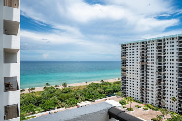 property view of water with a beach view